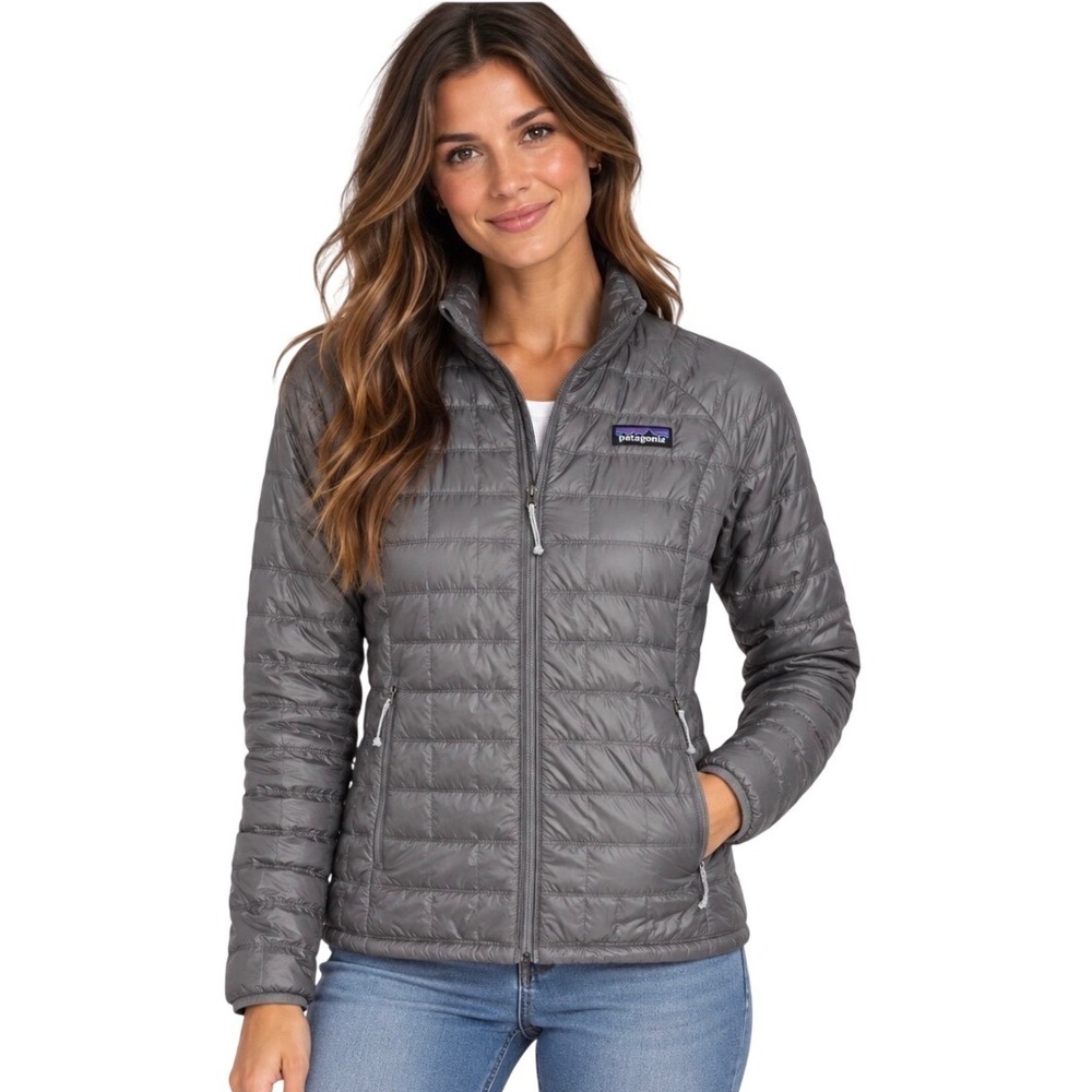 Patagonia Micro Puff Jacket XS Grey Full Zip Insulated Quilted Puffer Coat